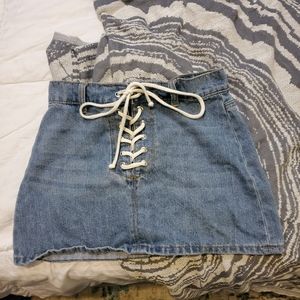 Tie Up Jean Skirt